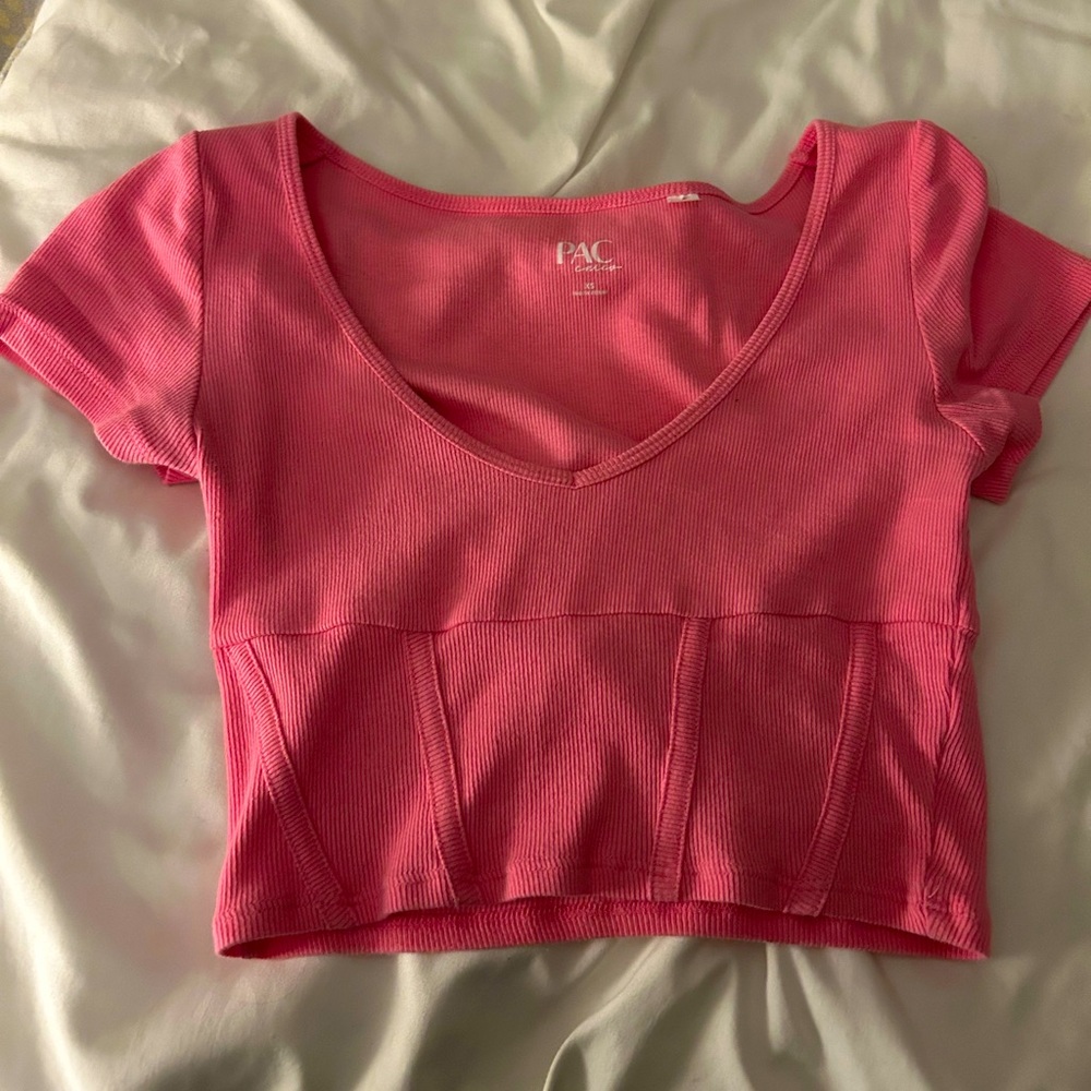 XS HOT PINK PAC SUN CROP TOP